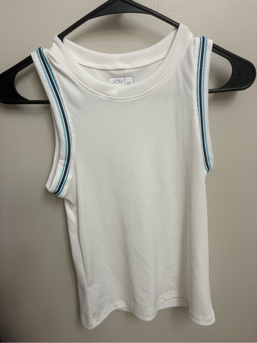 Lucky in Love White Ribbed Tennis Tank